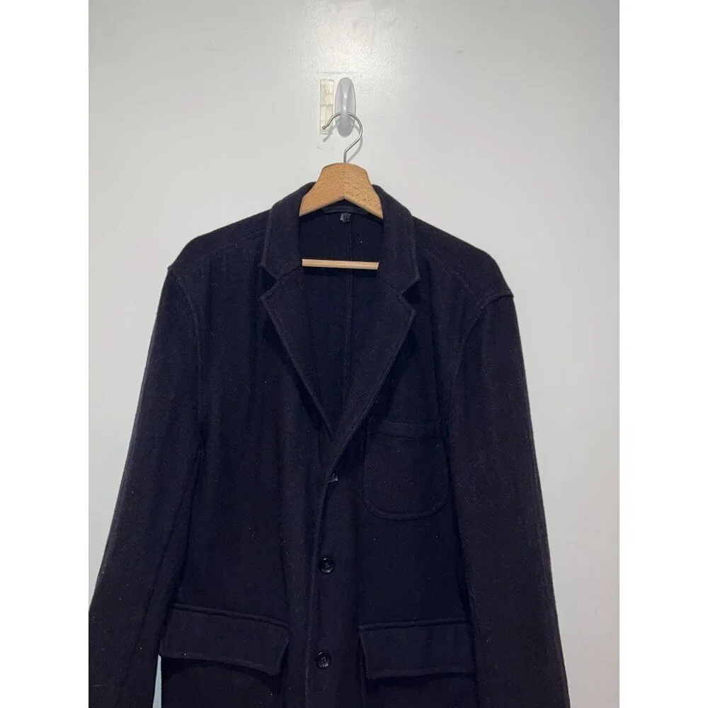 Saks Fifth Avenue Black Three-Button Wool Blend Blazer Jacket Men's Size 42